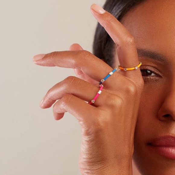 Neon Collection Hot Pink Enamel CZ 14kt GP Ring - Picture 4 of 12